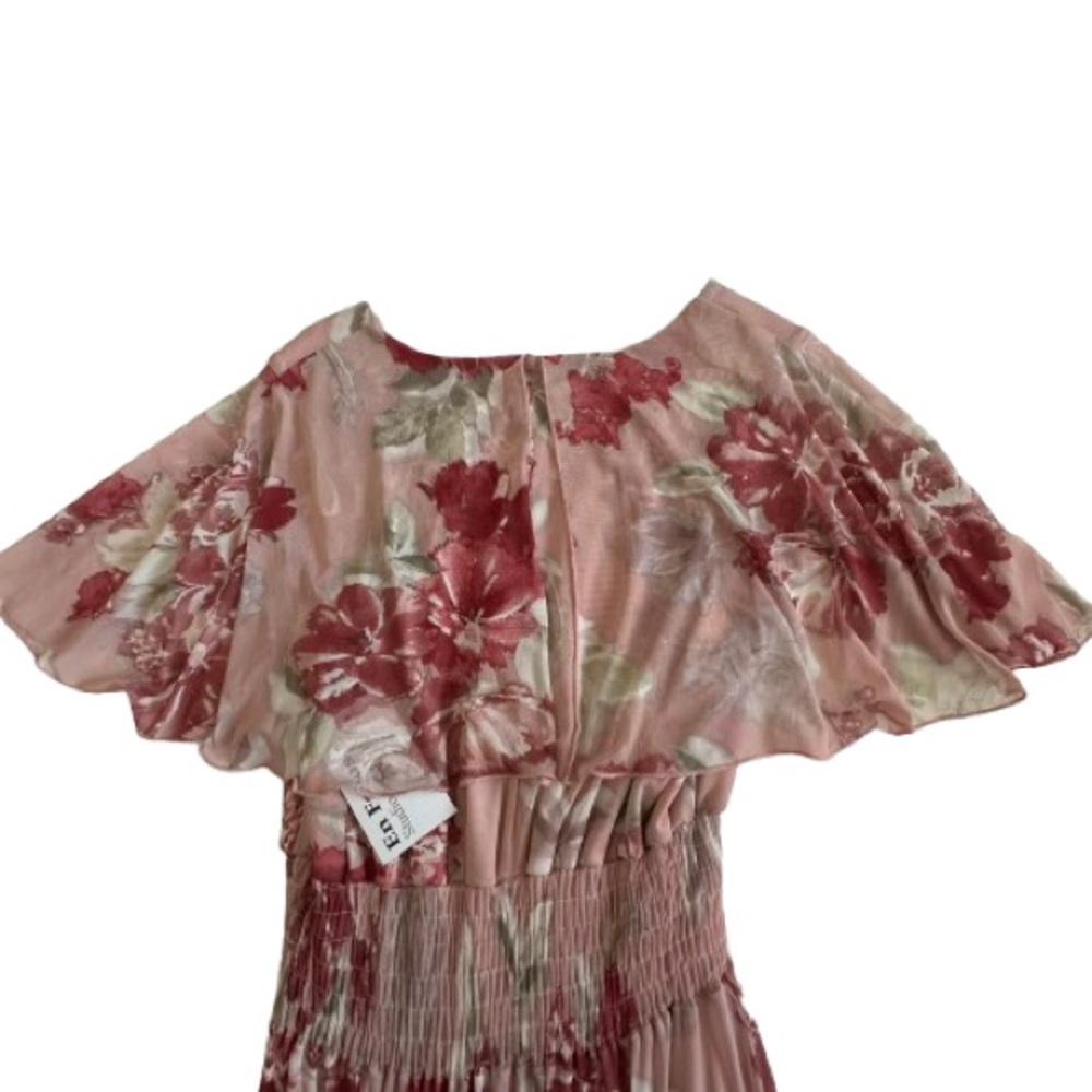 NWT Enfocus Studio Size 6 Pink Pleated Smocked Maxi Dress Short Fluttered Sleeve - Picture 6 of 16